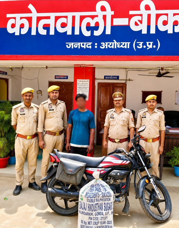 पुलिस अधीक्षक ग्रामीण व क्षेत्राधिकारी बीकापुर की रणनीतिक निगरानी में बड़ी सफलता, चोरी की बाइक और बैटरी संग शातिर आरोपी गिरफ्तार
