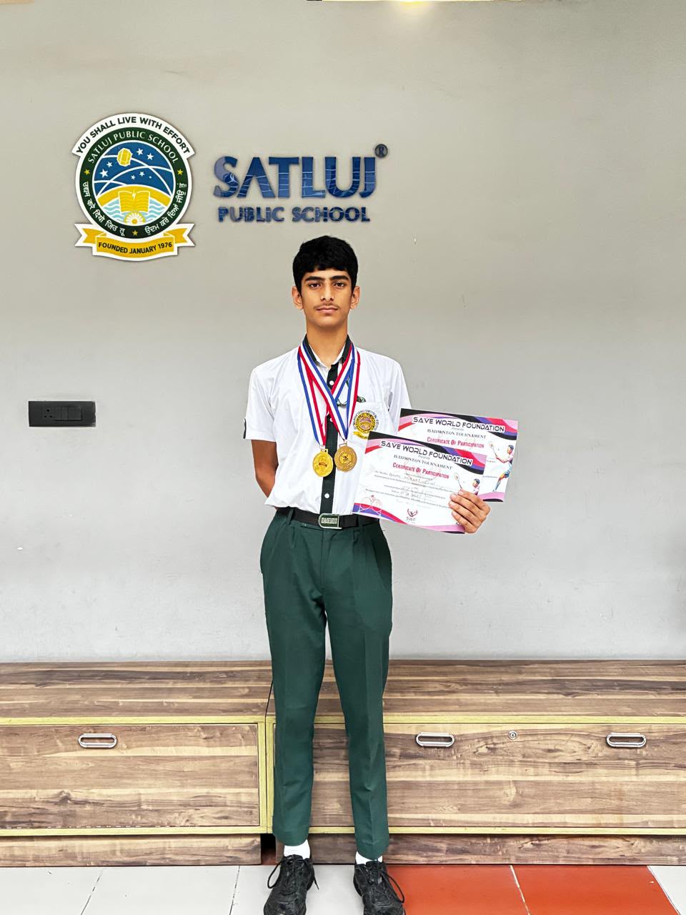सतलुज पब्लिक स्कूल के छात्र प्रणव अहलावत ने बैडमिंटन में जीते दो स्वर्ण पदक, हरियाणा स्टेट चैंपियनशिप के लिए चयनित
