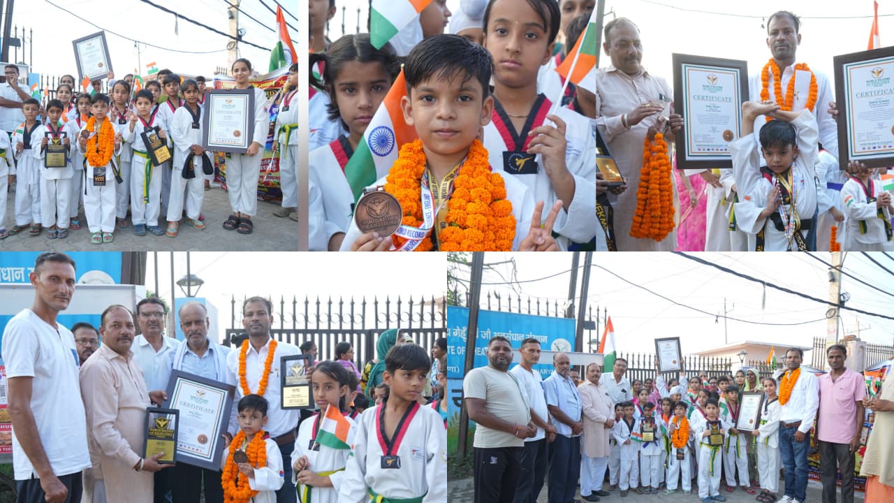 Daughter Manvi received a grand welcome upon her arrival in Karnal after setting a world record.